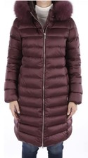 Add Down Quilted Coat Uk10 It42 S-m Detach Burgundy Fox-fur Trim Hooded Rrp £645