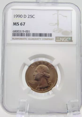 1990-D UNCIRCULATED WASHINGTON QUARTER   NGC MS 67  (BT666)