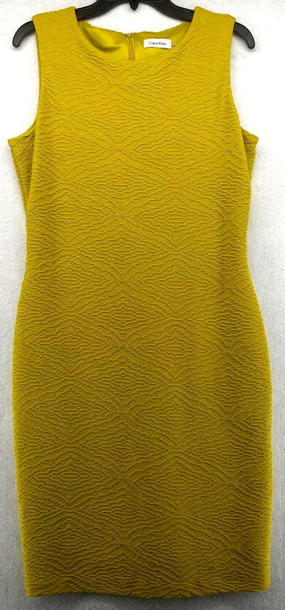 Calvin Klein Women's Sleeveless Stretchy Mustard Yellow Dress Size 10 | eBay