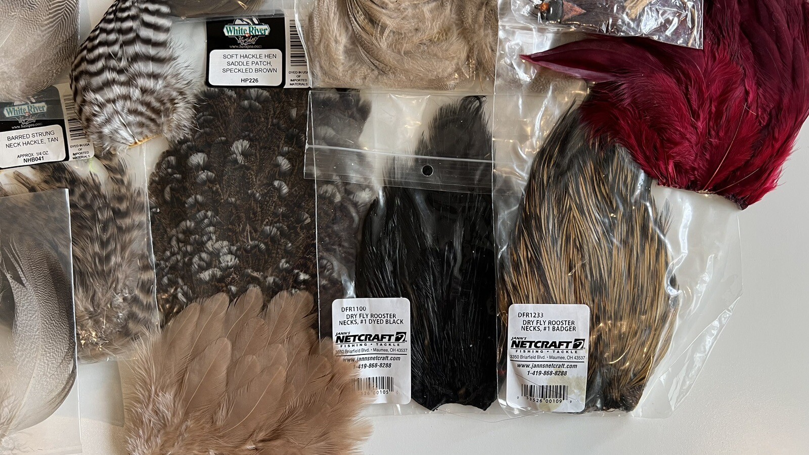 Fly Tying Lot Neck Hackle, Various Feathers, Rooster Necks, Saddle