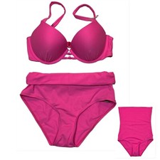 NWT AERIE Bikini 2 Piece Swimsuit 34D/MEDIUM Push-Up Pink