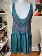 Urban Outfitters Ecote Teal & Purple Beaded Oversized Tank Dress - NEW - XS