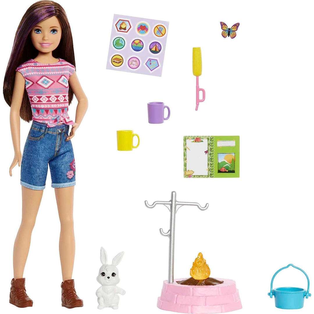 Barbie It Takes Two Camping Playset with 10in Skipper Doll Bunny & Sticker Sheet