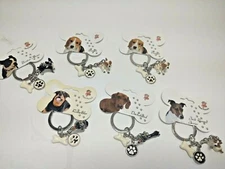Little Gifts Dog Key Chain With Charms Enamel Dog Bone Paw Print Hand Painted