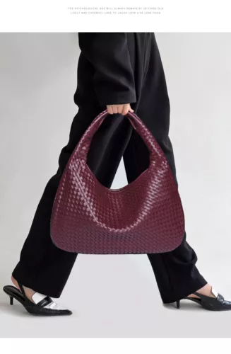 Large Capacity Woven Handbag Ladies Hobo Tote Designer Soft Leather Shoulder Bag - Picture 6 of 43