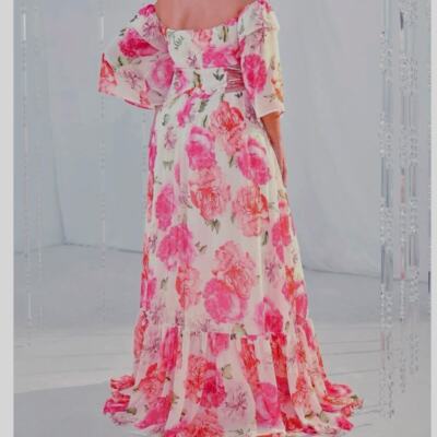 sachin and babi light blue dress Pink Chiffon Dress - Ruffled Tie-Back Dress - Maxi Wrap Dress