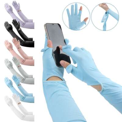 Women Summer Arm Sleeves Cover Anti UV Sun Protection Driving Sports Long Gloves