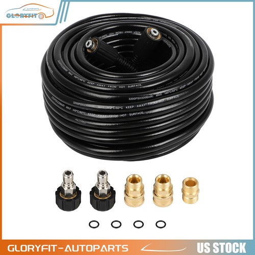 3200 PSI Pressure Washer Hose 100 ft with M22 to 3/8" Quick Connect Adapter