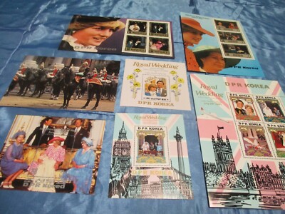 Prinz Charles & Diana , Briefmarken - Blöcke + Postkarte , Lot 08  Lady Di