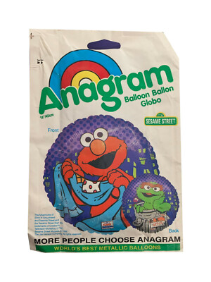 Vintage Ballon Mylar Anagramm Sesamstraße doppelseitig ''Elmo & Oscar''