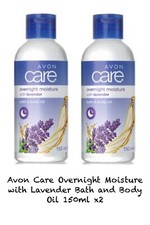 Avon Care Overnight Moisture with Lavender Bath and Body Oil 150ml X2