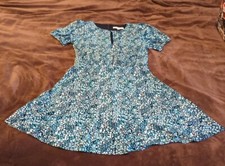 Loft Dress Womens 6 Short Sleeve Green Floral Swing