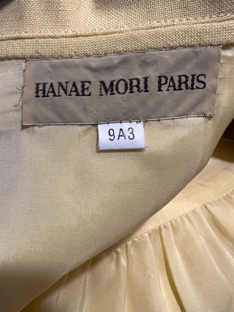 HANAE MORI Paris Vintage Handmade Linen Mix Yellow Peplum,Lined