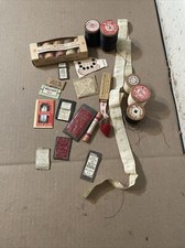 Antique Sewing Accessories Lot Needles Sharps Thread Cotton  More