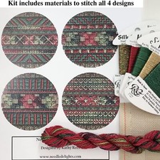 Counted Canvas needlepoint Kit Needle Delight Kathy Rees Xmas rounds 5 red green