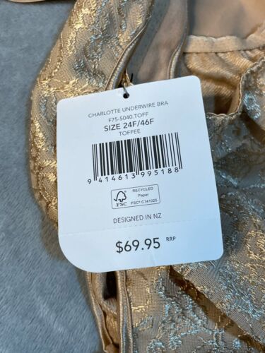 Fayreform 24F Bra Charlotte Soft Cup Underwire GOLD Patterned Sexy New W Tags - Picture 7 of 7