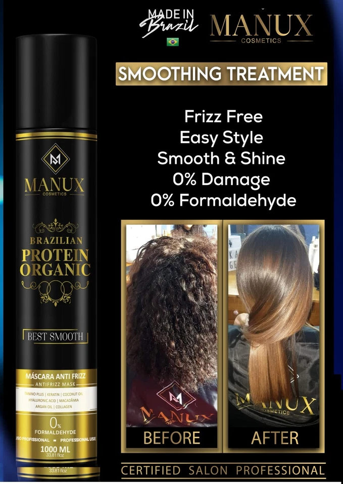 Tratamiento Suavizante Orgánico Proteína Brasileña Manux Original en Agente Púrpura Foto 2 de 3