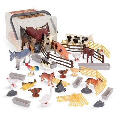 AN2802Z 60-teilig Tierfiguren Sammlung Bauernhoftiere Set   Kühe Schweine Hüh...