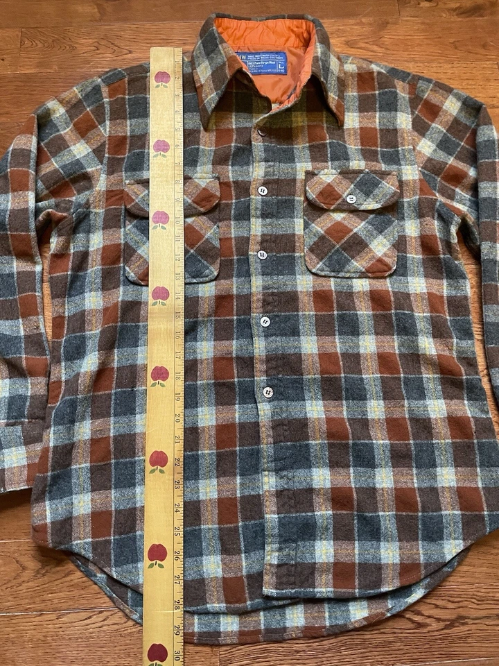 Vintage JC Penney Flannel Shirt L Tall 16-16 1/2 100% Virgin Wool Plaid LS Shirt - Image 4 of 4