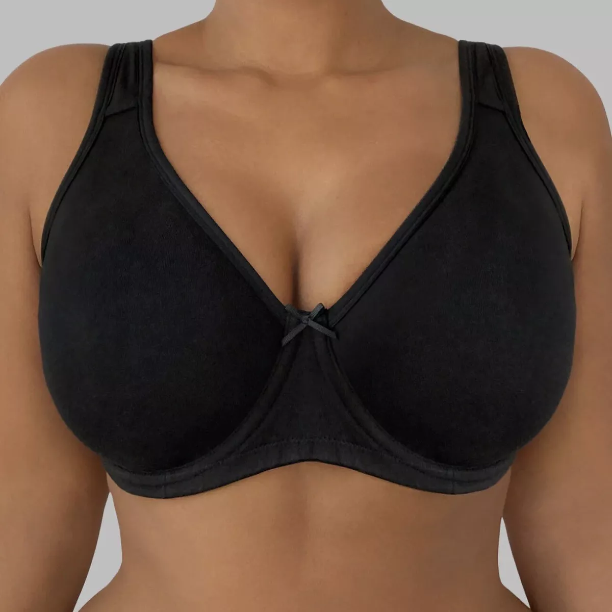 NWOT Fruit Of The Loom Black Beyond Soft Cotton Unlined Underwire Bra, 44DDD