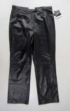 New NWT Valerie Stevens Black Lined Leather Pants Size 12