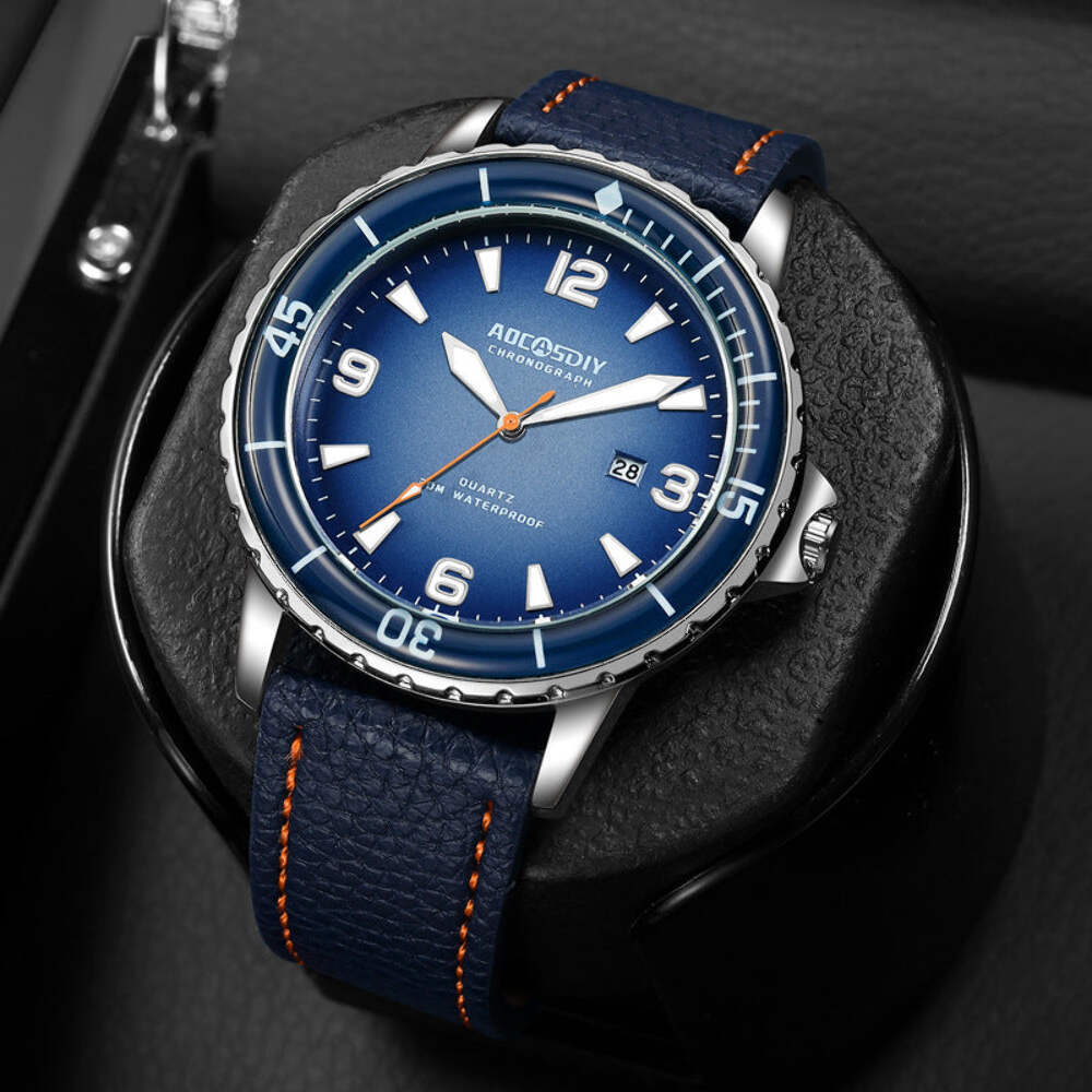 Large Dial Casual Waterproof Quartz Watch with Calendar for Men - Multiple Color