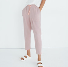 MADEWELL WOMEN'S LIGHT PINK BEACH COVER-UP COTTON TRACK TROUSERS Sz L