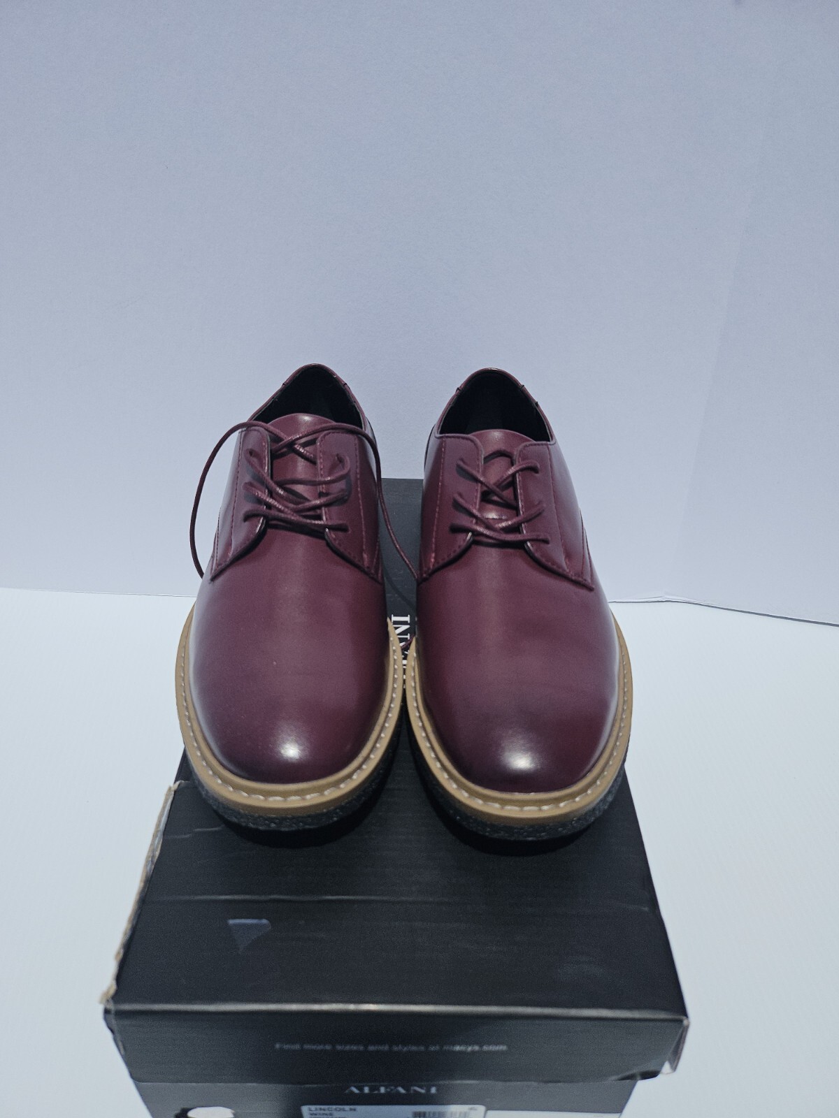 SAOLA Alfani Men's Lincoln Oxford Dress Shoes Lace Up Wine 7.5M New