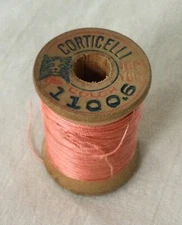 Vintage Early Warranted Corticelli #1100.6 Silk Thread On Wood Bobbin Spool