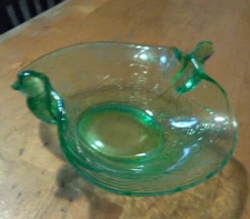 Estate Depression Green Glass candy dish DOVE