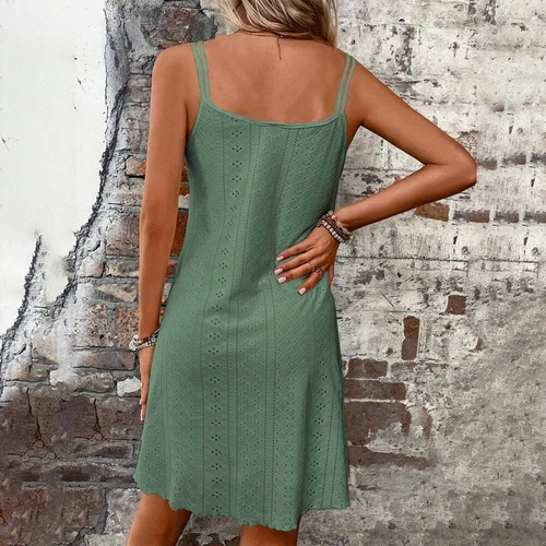 Abito donna estivo vacanza spiaggia prendisole mini abito con spalline sciolto swing slip dress - Foto 12 di 18