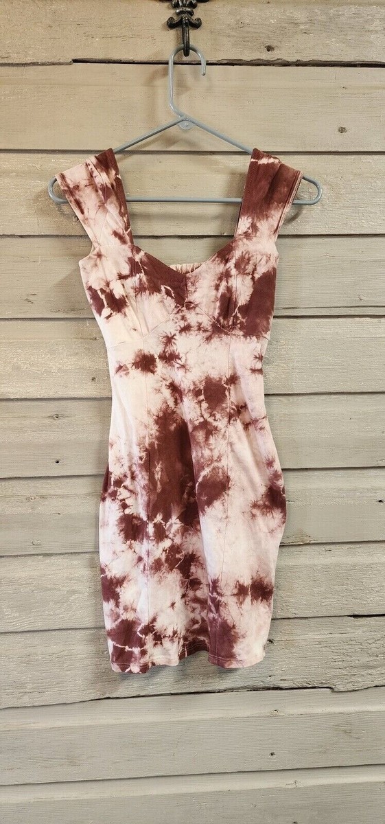 Fashion Nova Dress Medium Dark Red And White Tye Die | eBay