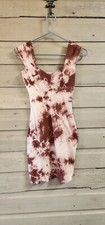 Fashion Nova Dress Medium Dark Red And White Tye Die