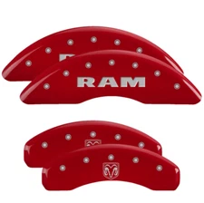 MGP Red Caliper Covers Front & Rear Set RAM Head Logo For 2019-2025 Ram 1500