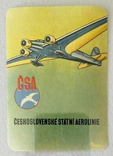 Csa Czechoslovakian Airlines Vintage Rectangle Sticker Label 4 X 2.75