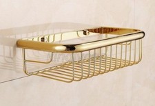 Gold Color Brass Wall Mount Bathroom Soap / Sponge Shower Storage Basket Kba095