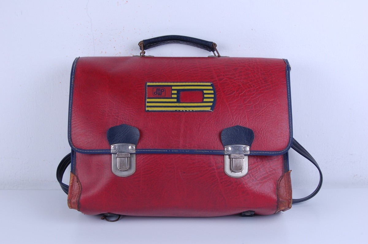 Carpeta Vintage Mochila Escolar De Cuero Burdeos Bolsa Con Tirantes SAC