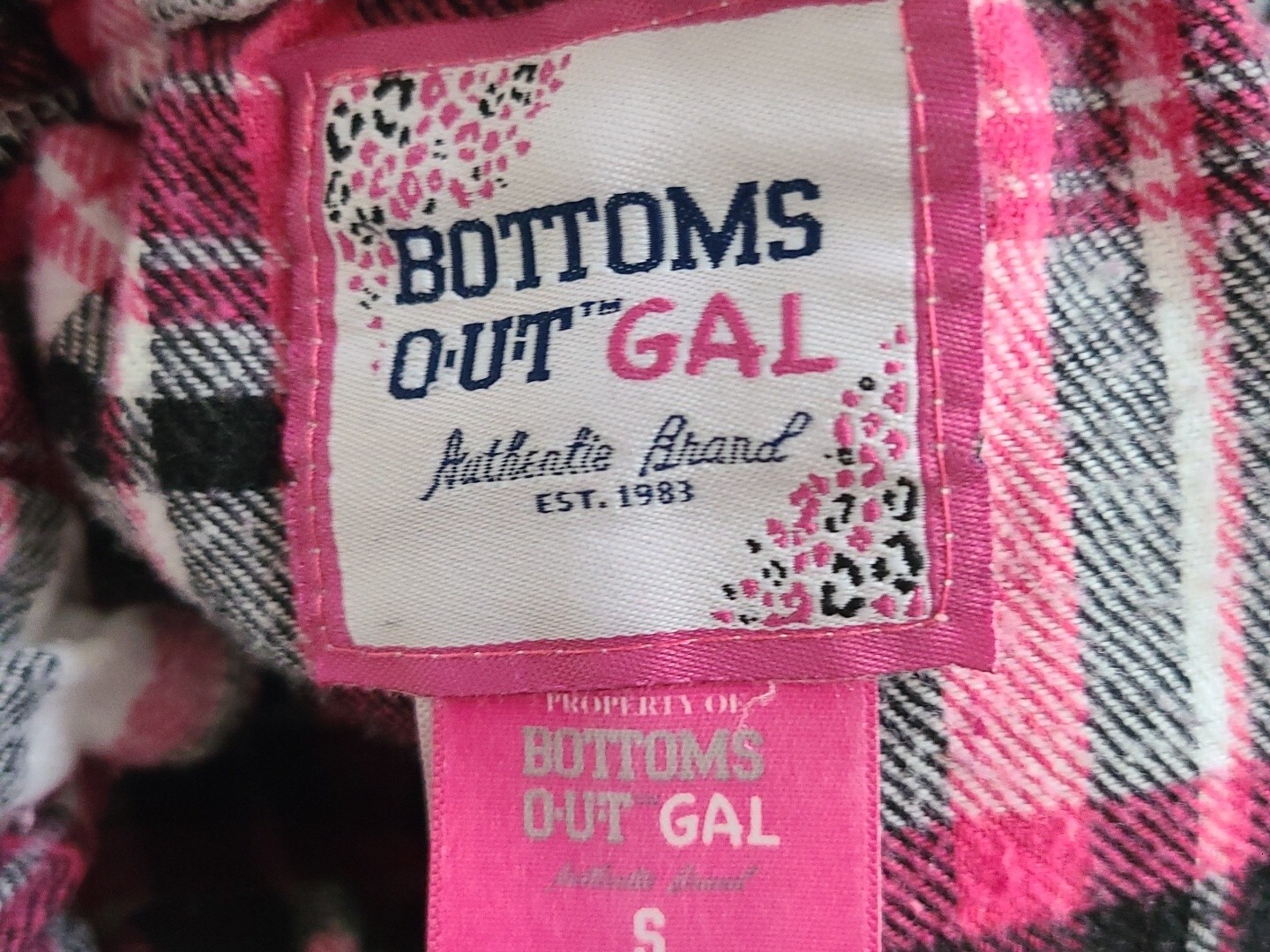 Bottoms Out Gal Pink Black Gray White Flannel Pajama Pants Size S eBay