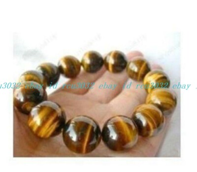 10mm African Roar Natural Yellow Tiger's Eye Round Gemstone Beads bracelet 7.5''