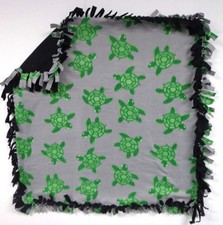 Handmade Baby / Pet / Fleece Tied Security Blanket - Turtles 34 x 36