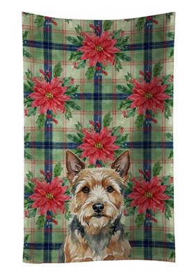 Caroline's Treasures Norwich Terrier Christmas Poinsettas Kitchen Towel