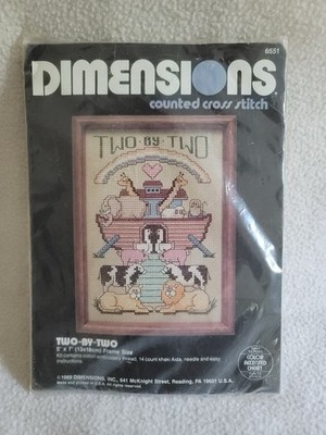 Dimensions Counted Cross Stitch Kit TWO BY TWO Noah's Ark 6551 5'' x 7'' Vintage