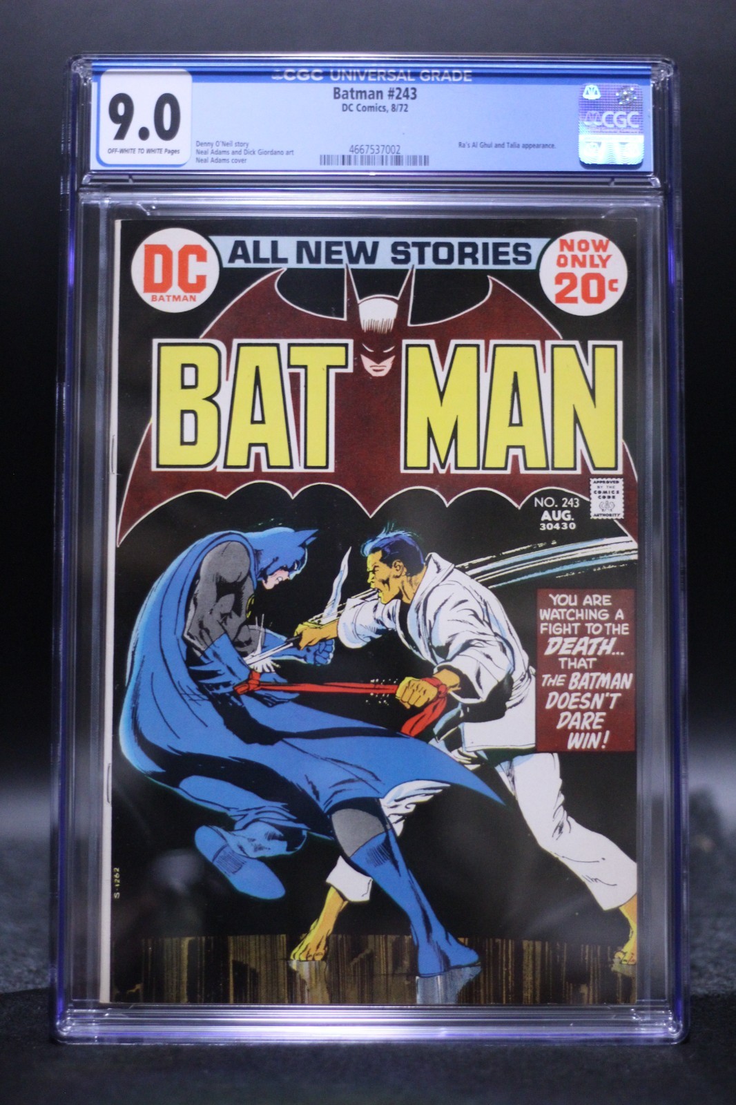 Batman (1940) #243 Neal Adams Cover & Art CGC 9.0 OW/WH Pages Ra's Al Ghul App