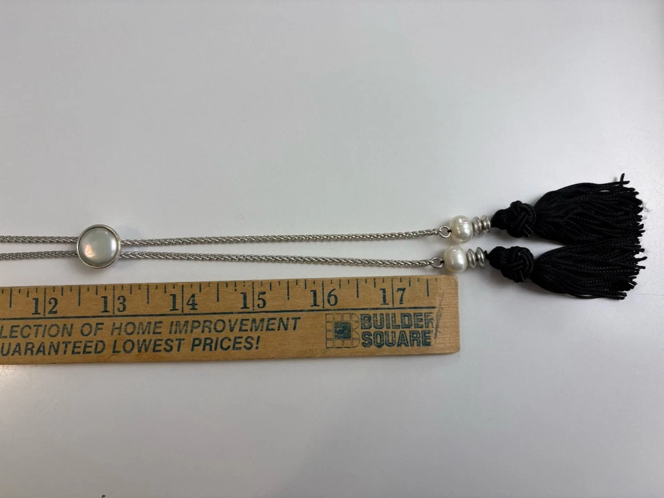 Lucky Brand Coordinador Collar Pulsera Pendiente Perla Negro Blanco Tono Plata Foto 3 de 4