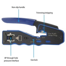 Blue RJ45 Pass Through PRO HD Crimping Tool Crimper Cat 5 5e 6 7 Connector LAN