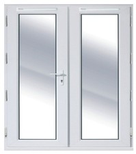 White & Grey uPVC French Doors, various width and configurations with sidelights