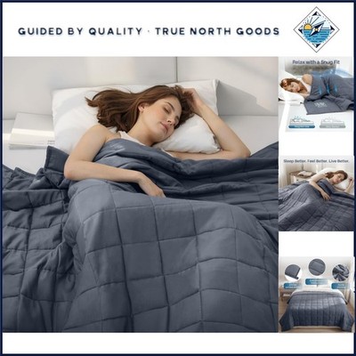Casual Style Weighted Blanket, 15lbs, Dark Grey, Perfect for Sleeping and Travel