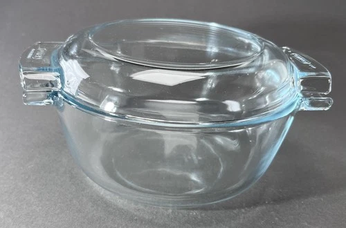 Vintage Pyrex  Made In France Clear Glass Bowl #453 Casserole Dish W/ Lid