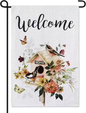 Welcome Floral Garden Flag 12X18 Inch Double Sided for Outdoor Yard Home Decora