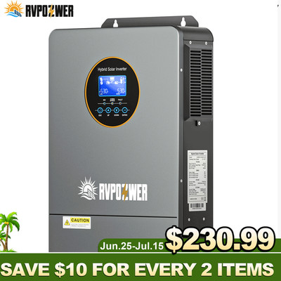3000W Solar Hybrid Inverter DC 24V To AC 120V MPPT Controller Charger Pure Sine